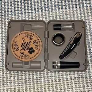 Wine Accessory Set with Corkscrew and Coaster